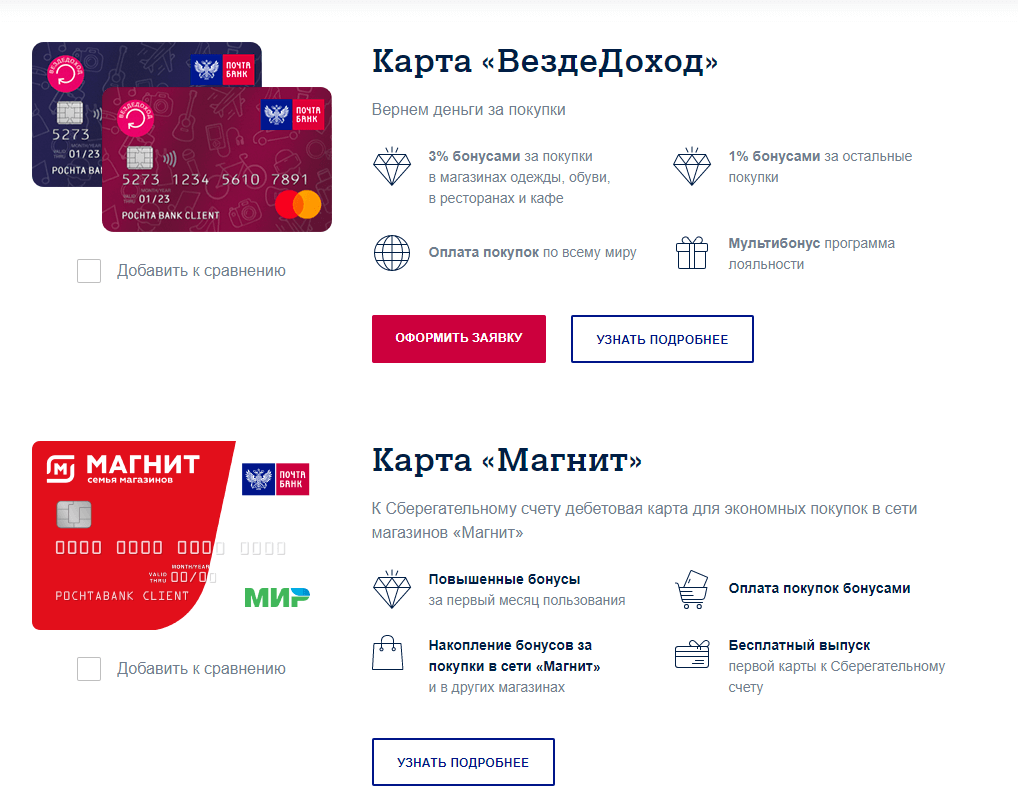 tarify-i-uslovija-obsluzhivanija-kart-pochta-banka